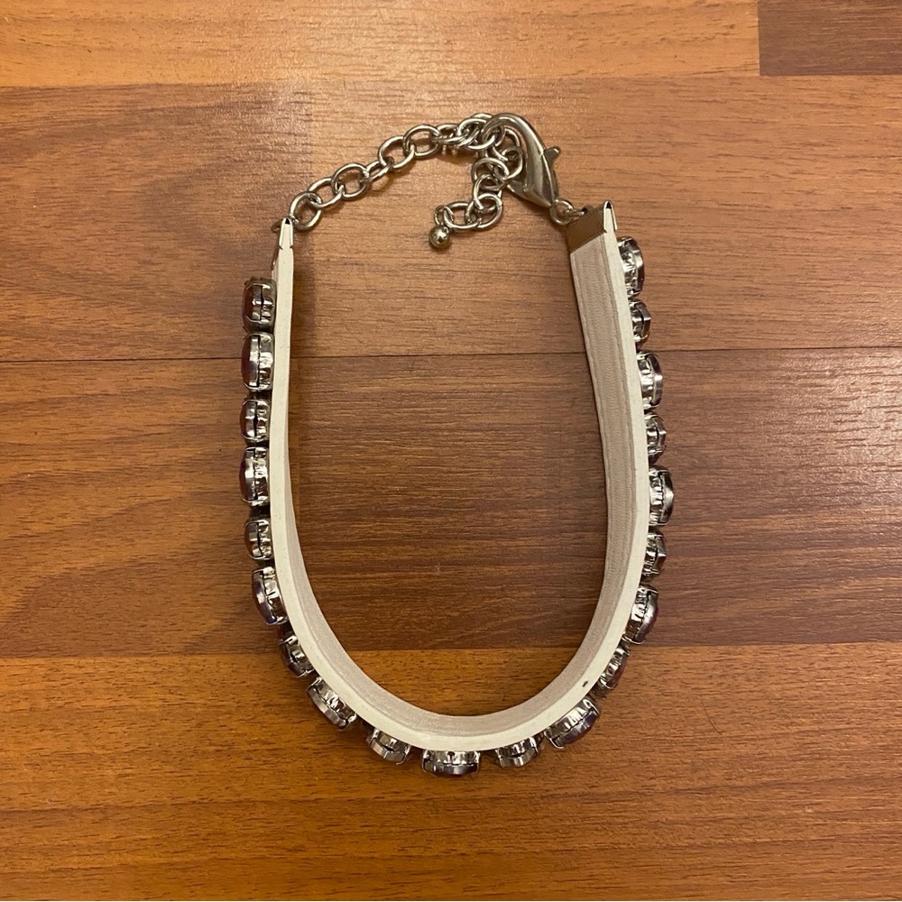 White Faux Leather & Purple Rhinestone Festival Choker - Picture 6 of 7